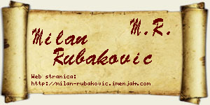 Milan Rubaković vizit kartica